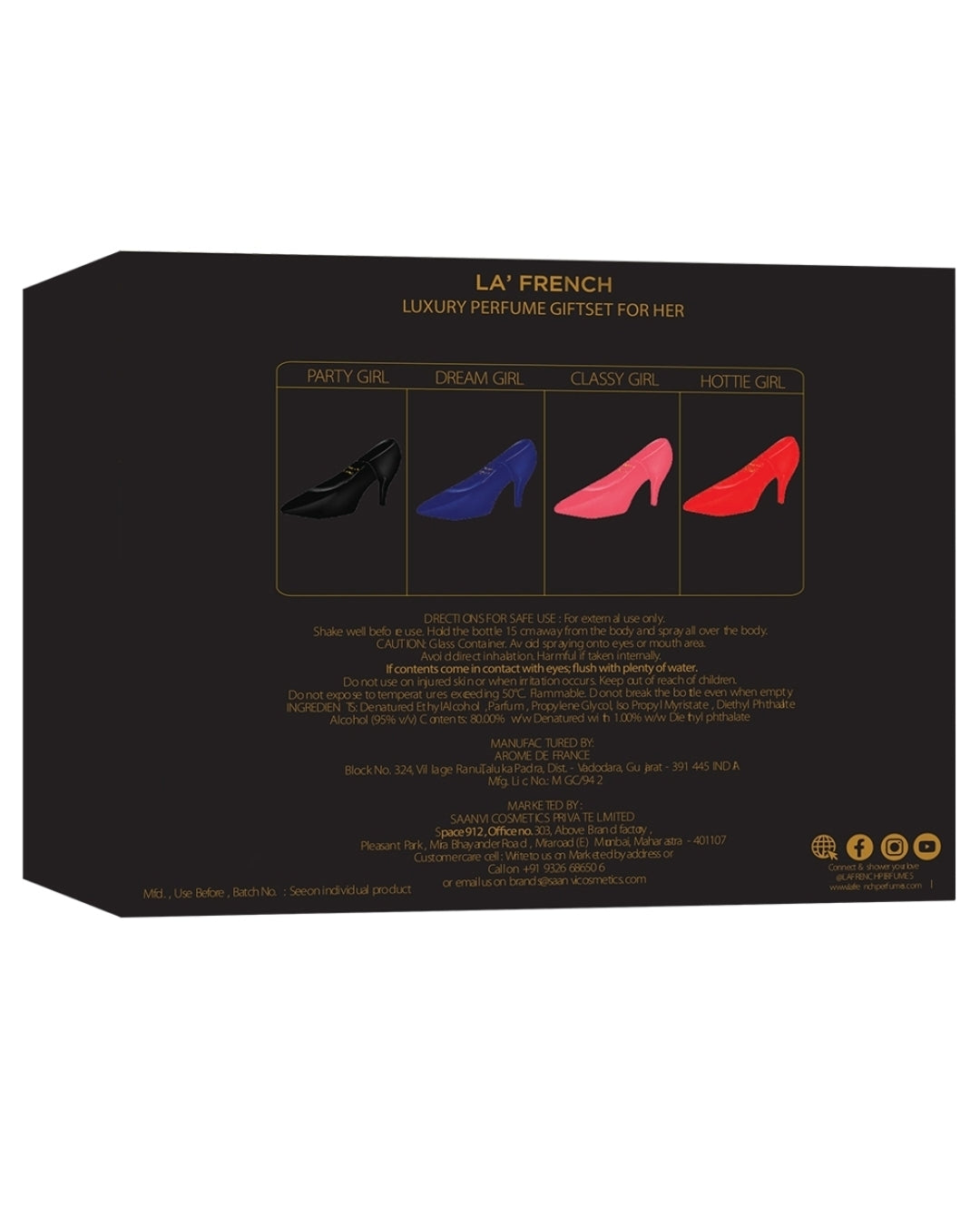 La' French Luxury Perfume Gift Set For Her : 4 x 20 ml