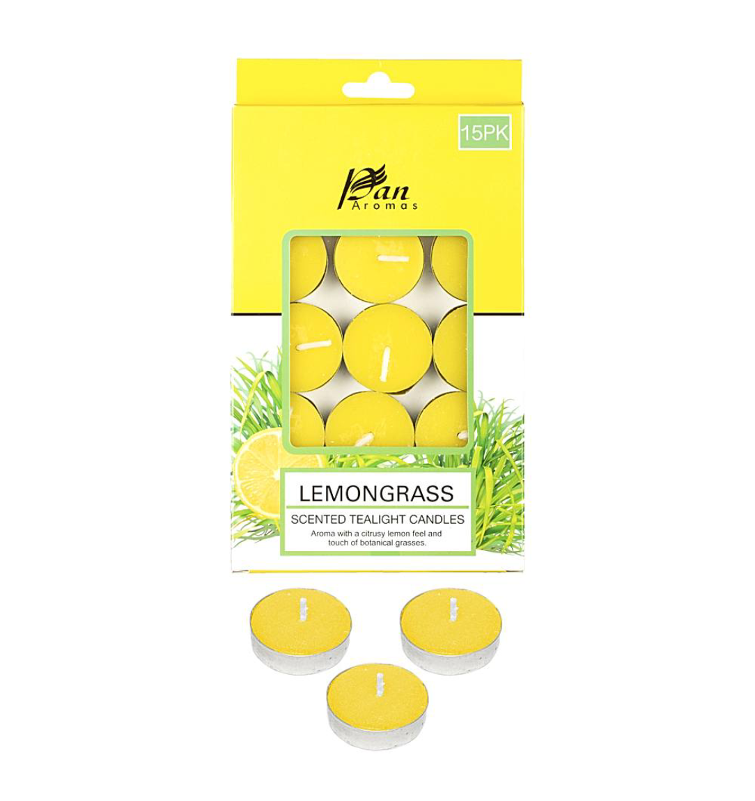 Pan aromas scented tealight candles- lemon 15 pcs