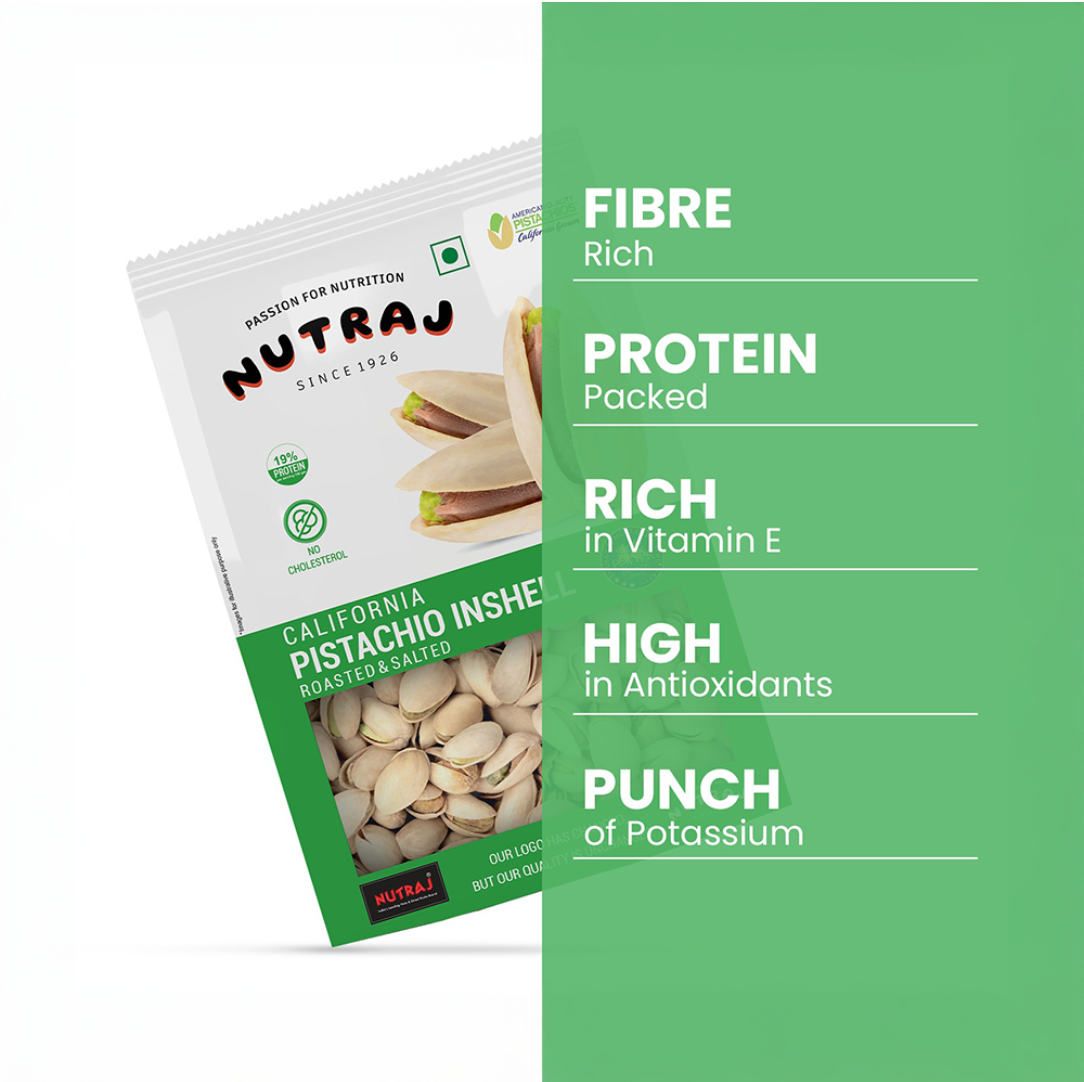Nutraj California salted n roasted pistachio inshell (400g) - Dailyneeds