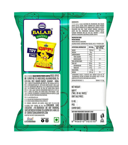 Balaji wafers cream & onion (135g) - Dailyneeds