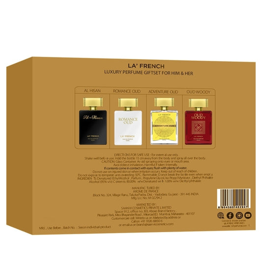 La' French Luxury Perfume Gift Set For Him & Her : 4 x 20 ml