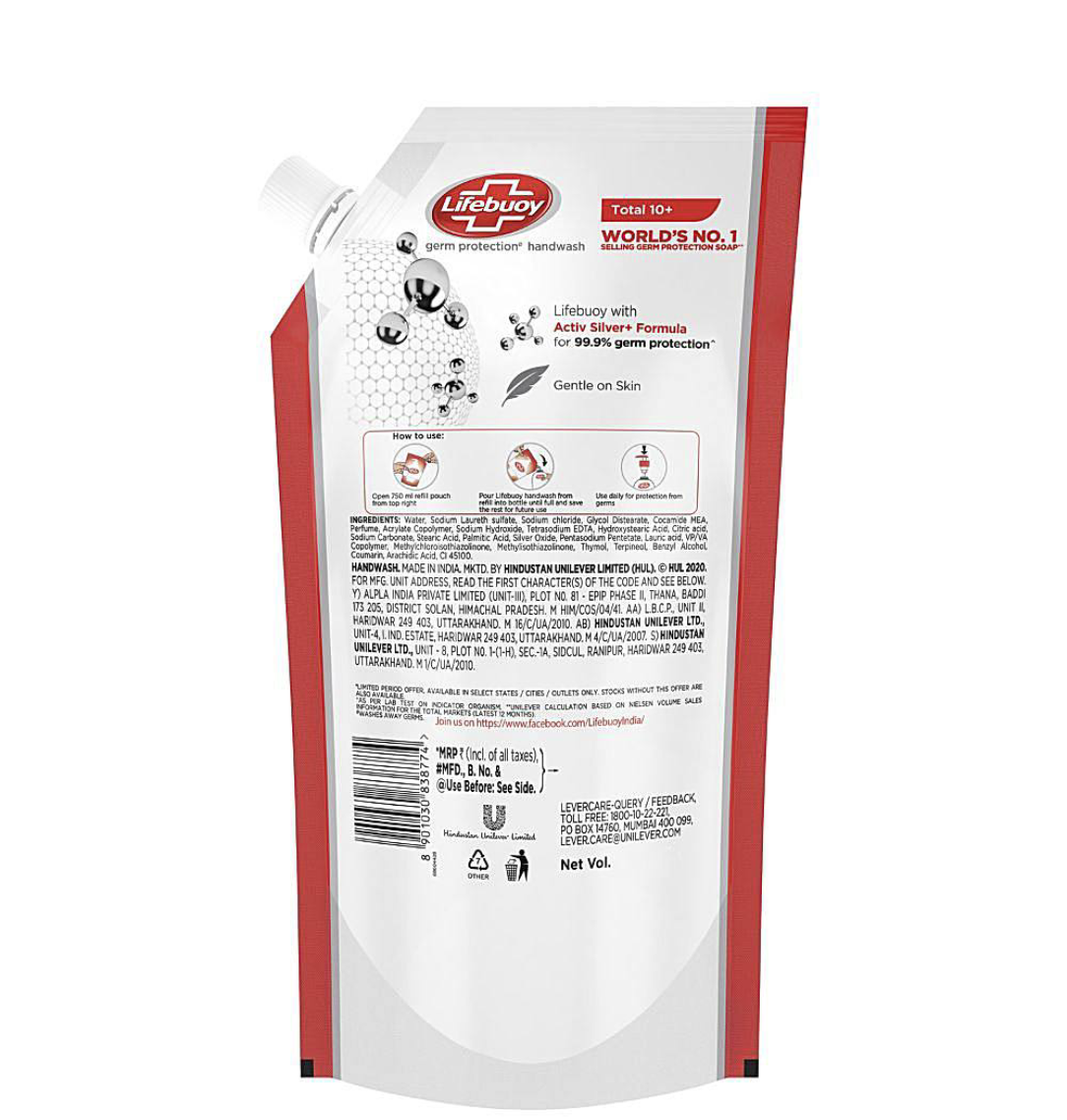 Lifebuoy total 10 protect germ handwash refill (675ml) - Dailyneeds