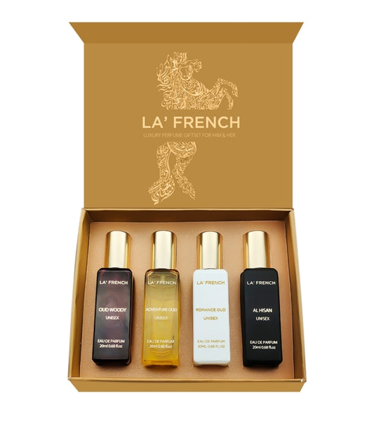 La' French Luxury Perfume Gift Set For Him & Her : 4 x 20 ml