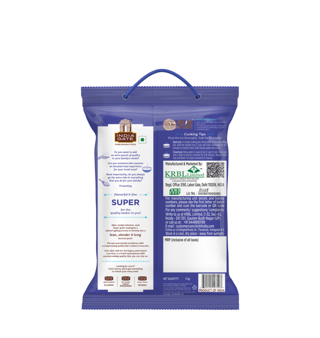 India gate basmati rice ( Super ) 5kg - Dailyneeds